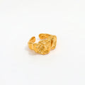 Joolim Jewelry Wholesale 18K Gold Plated Irregular Wrinkle Lava Stainless Steel Open Rings for Women Statement Rings
