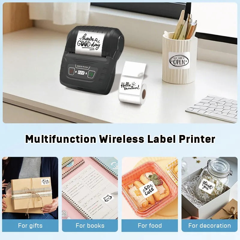 SINMARK Mini Printer with 4 Rolls Label Portable Sticker Maker Complimentary Storage Bag 2-Inch Labeler